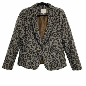 Ann Taylor Loft Leopard Print Single Button Blazer Women’s Size Medium Petit